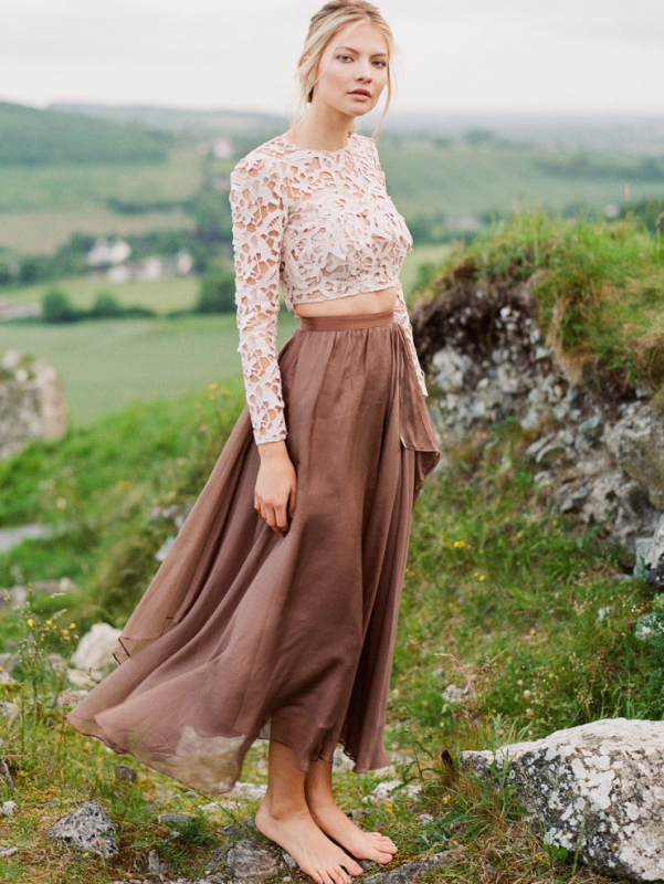 Brown/Coffee Chiffon Maxi Skirt Silk Chiffon Skirt