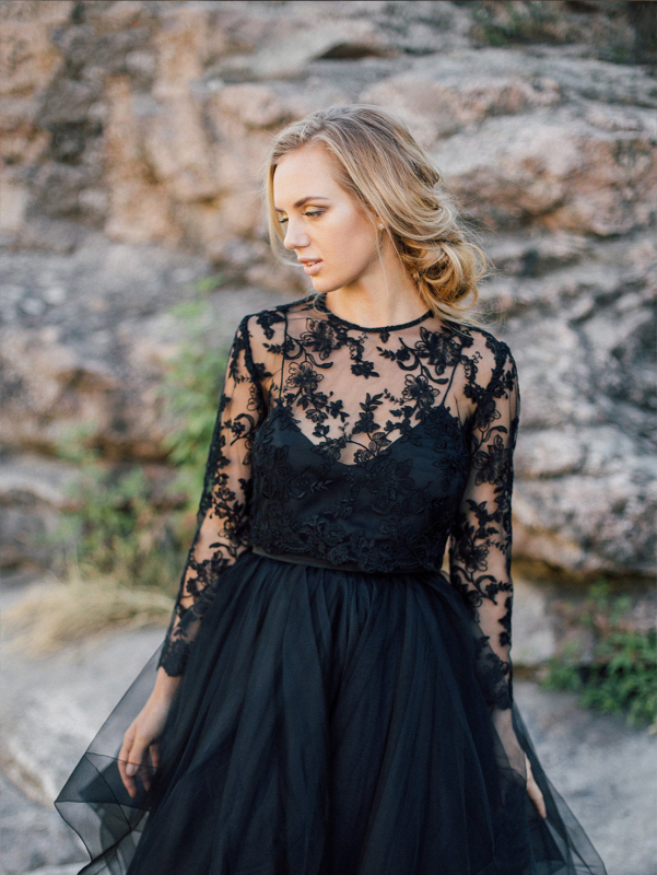 Black Lace Wedding Top Women