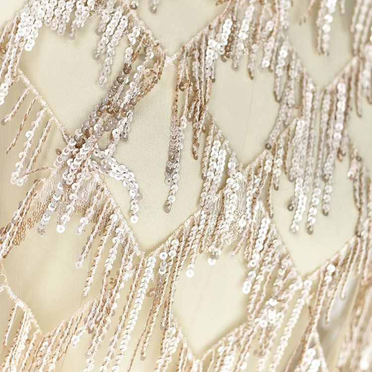 Chamapgne Sequin Embroidery Lace Wedding Lace Fabric