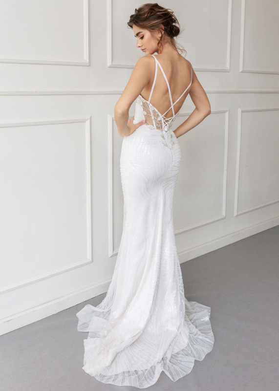 Ivory Beaded Lace Mermaid Wedding Dress