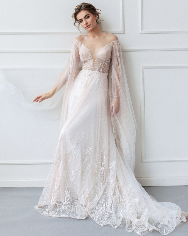 Ivory Lace Tulle Wedding Dress Bridal Gown