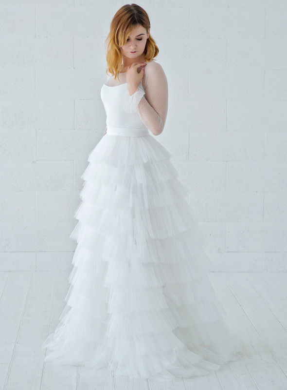 Ivory Cupcake Ruffle Full Length Bridal Skirt