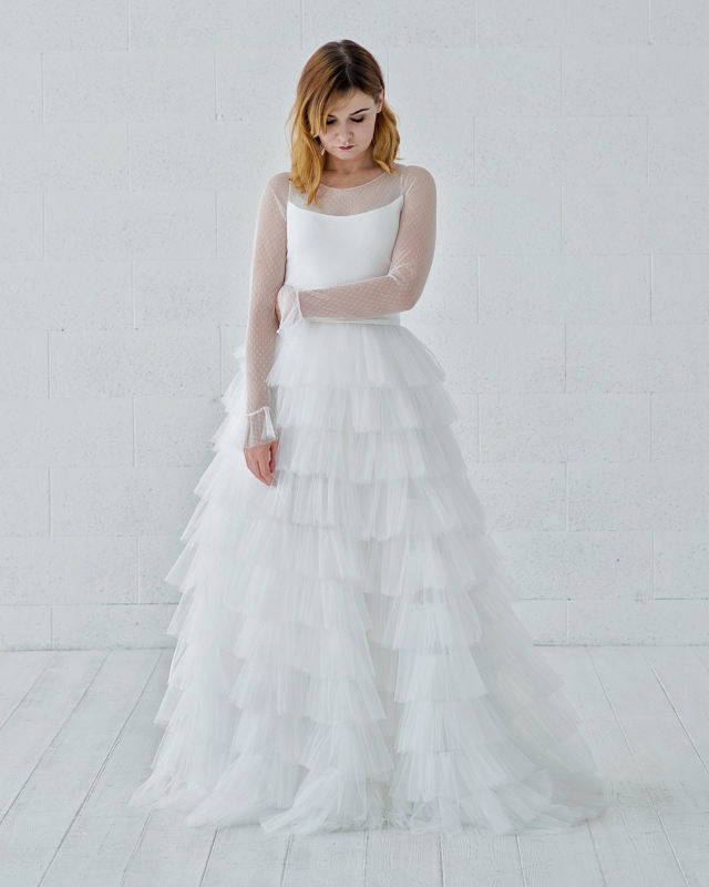 Ivory Cupcake Ruffle Full Length Bridal Skirt