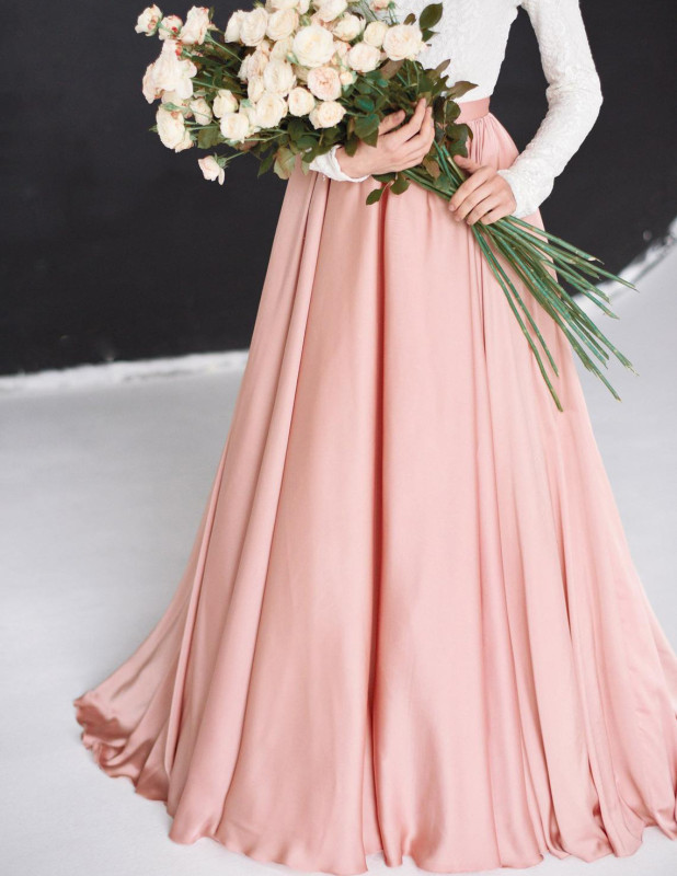 Peach Chiffon Tulle Full Skirt