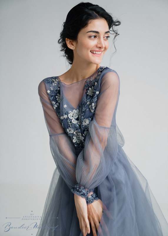 Blue Grey Tulle  Sexy Prom Dress Special Occasion Dress