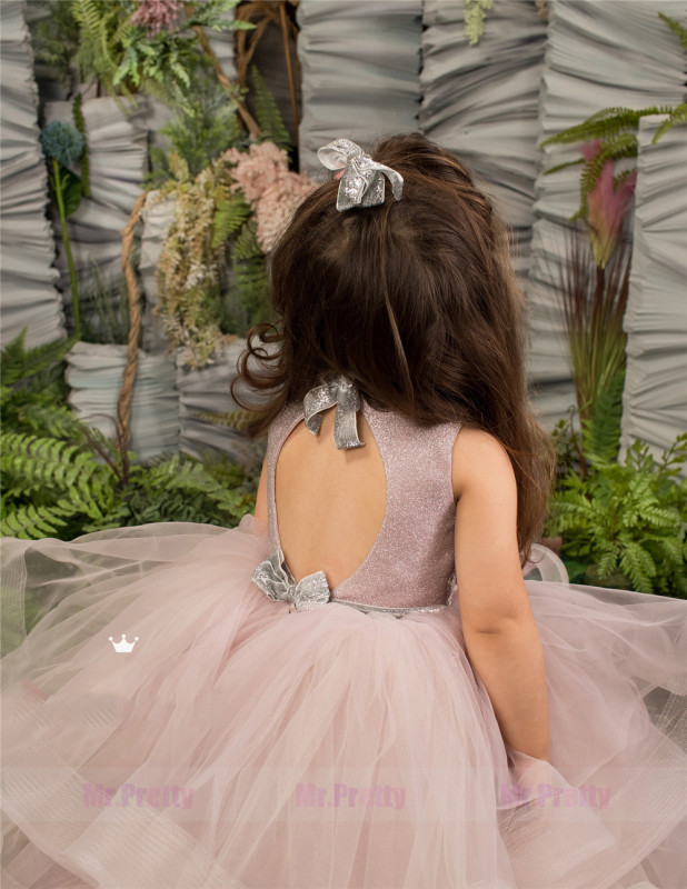 Mauve Lace Tulle Little Girls Pageant Dress Flower Girl Dress