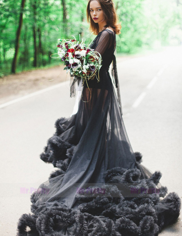 Black Tulle  Sexy Prom Dress Pregnant Dress