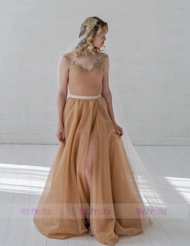 Sparkle Tulle Wedding Skirt 2 Pieces Party Dress