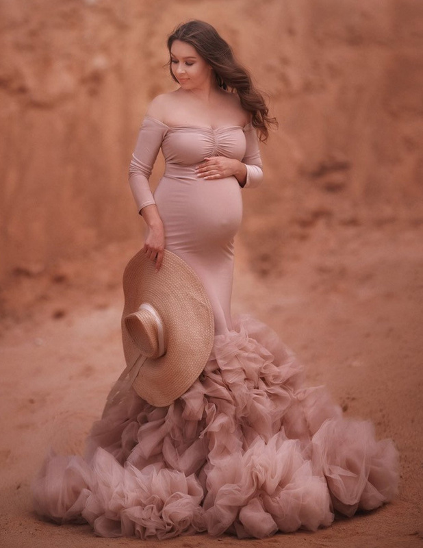 Mauve Lace Up Back  Maternity Dress Sexy  Pregnant Photo Shoot Dress