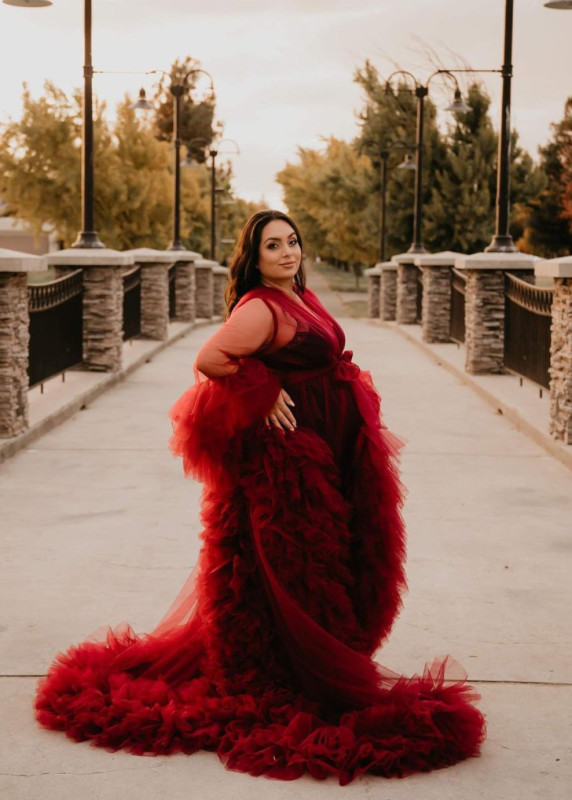 Burgundy Tulle  Maternity Dress Sexy Photoshoot Dress