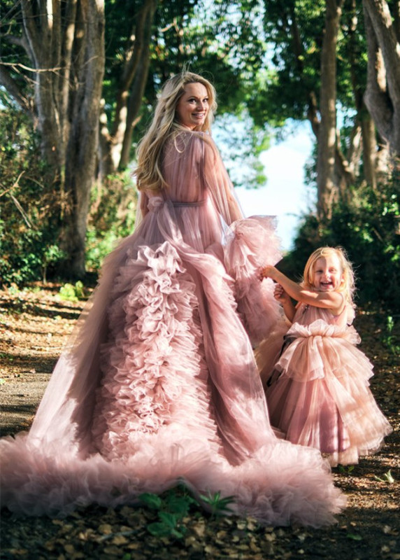Mother And Kids Photoshoot Dress Tulle Ruffled Dress