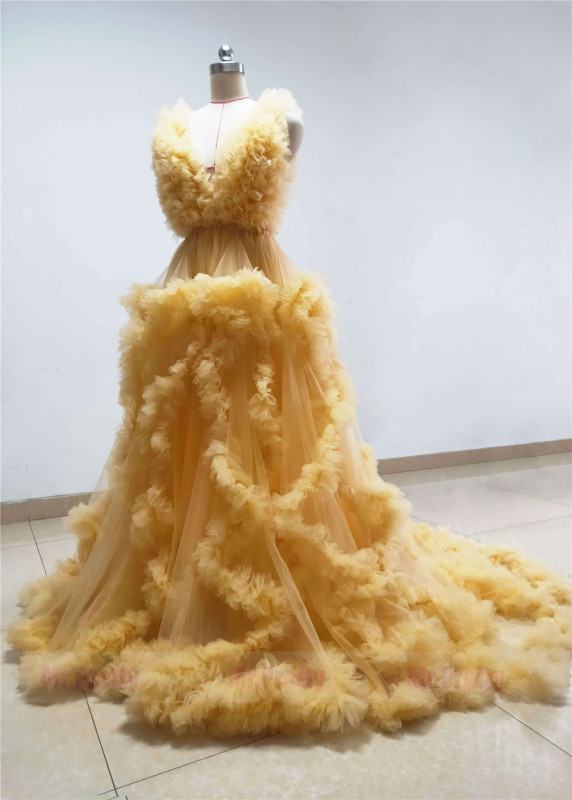 Champagne/Yellow Tulle Clouds Fabulous Maternity Dress