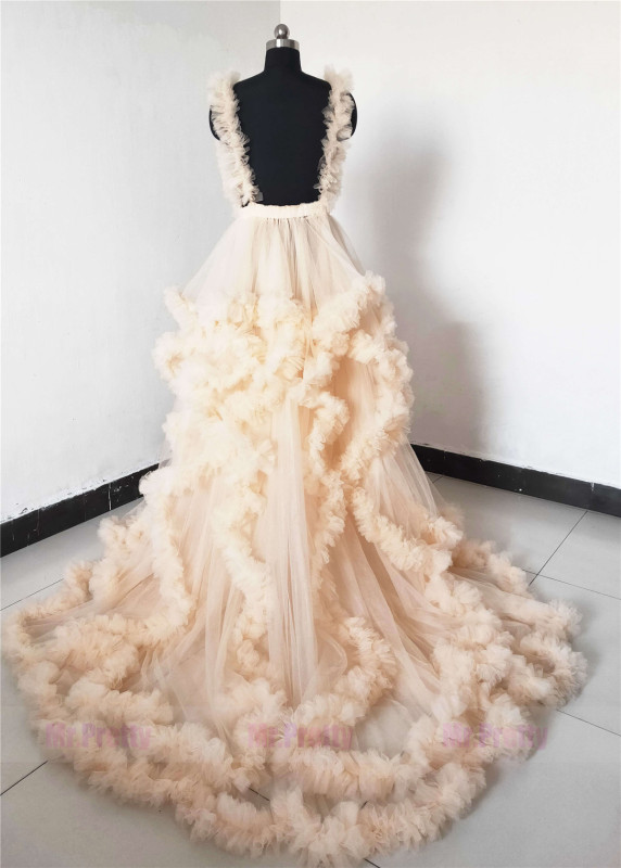 Champagne/Yellow Tulle Clouds Fabulous Maternity Dress