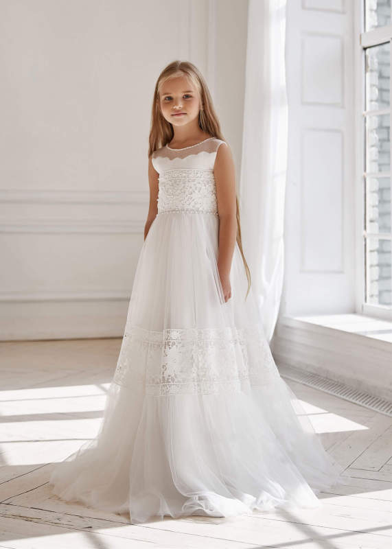 Boho Lace Tulle Flower Girl Dress