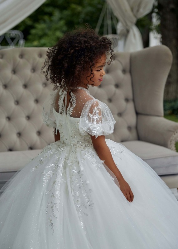 Sparkly Beaded Lace Tulle Flower Girl Dress