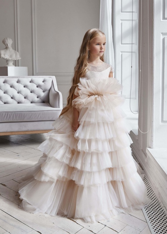 Layered Tulle Beaded Fabulous Flower Girl Dress