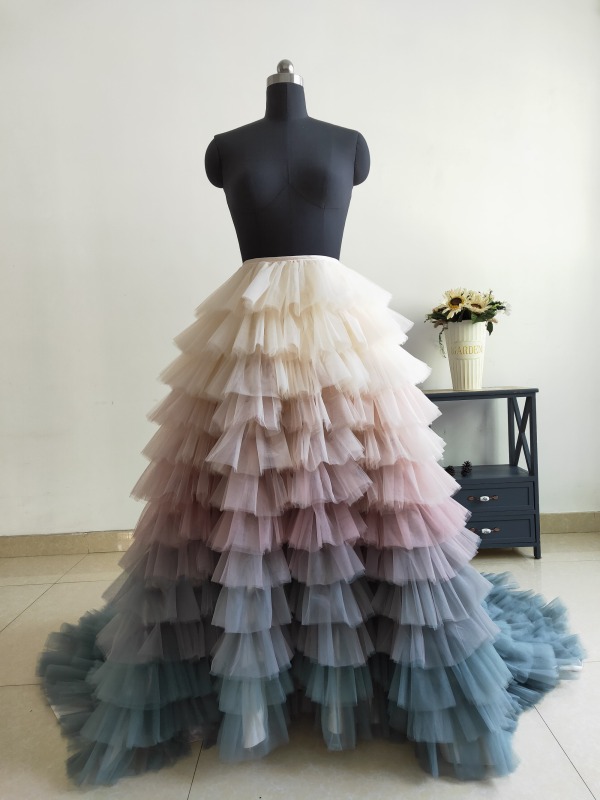 Color Tulle Puffy Wedding Skirt