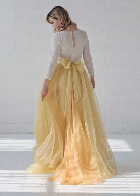 Yellow Wedding Skirt 2 Pieces Bridal Dress