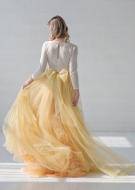 Yellow Wedding Skirt 2 Pieces Bridal Dress