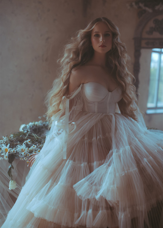 Pleated Tulle Elegant Maternity Dress/Photoshot Dress