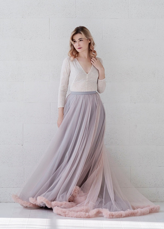 Tulle Chic Wedding Skirt 2 Pieces Bridal Dress