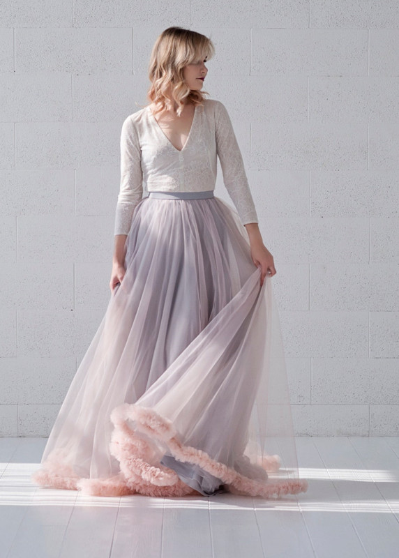 Tulle Chic Wedding Skirt 2 Pieces Bridal Dress