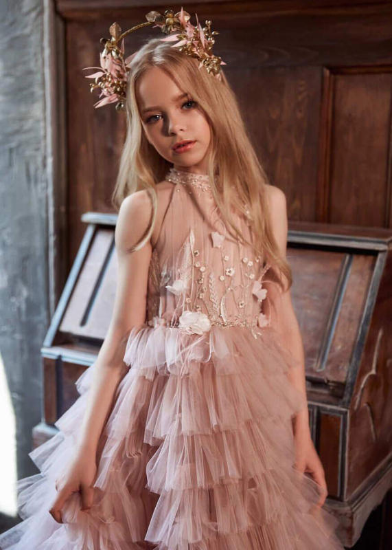 Pink Luxury Flower Girl Dress Girls Pageant Dress
