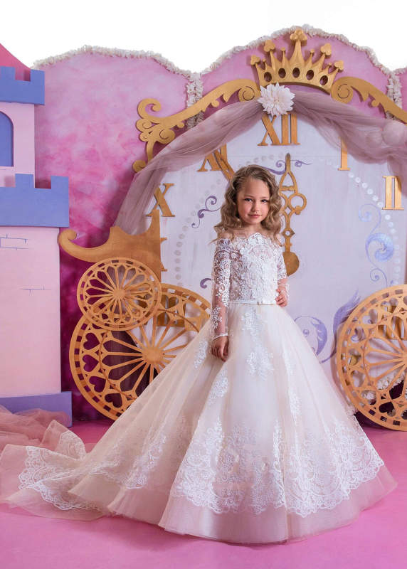 Ivory Lace Tulle Flower Girl Dress