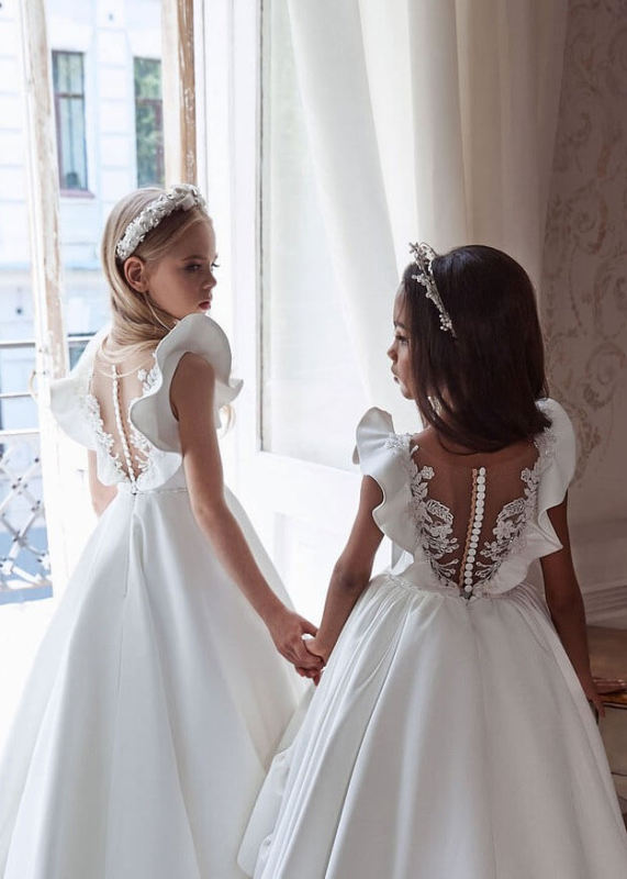 Luxury Satin Flower Girl Dress Girls Pageant Dress