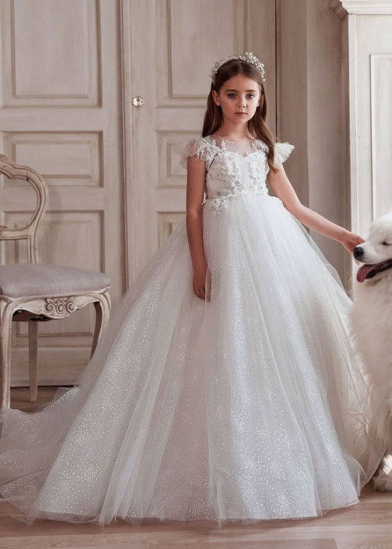 Luxury Lace Sparkle Flower Girl Dress Girls Pageant Dress