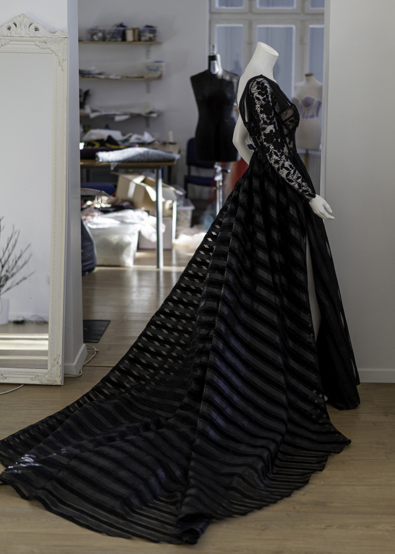 Black Lace Organza Photoshot Dress