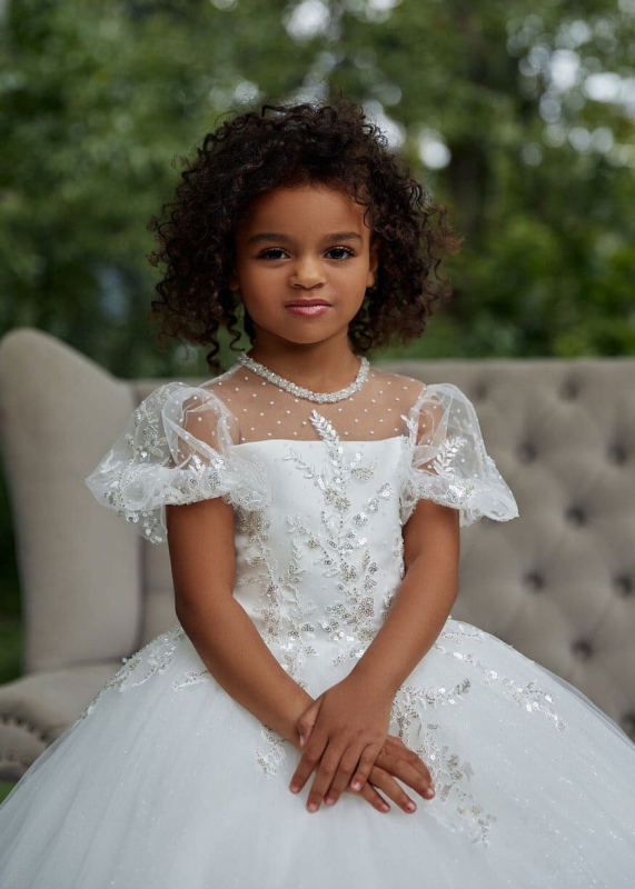 Ivory Lace Flower Girl Dress Girls Pageant Dress