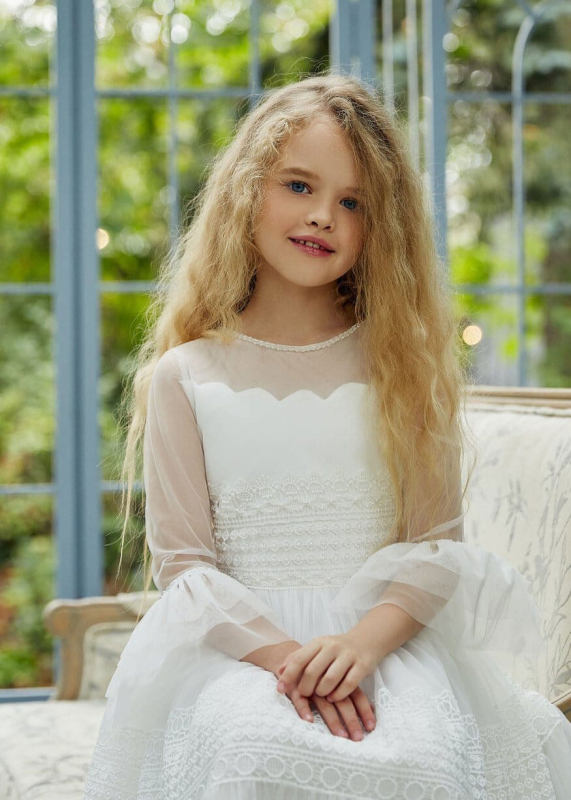 Ivory Lace Flower Girl Dress Girls Pageant Dress