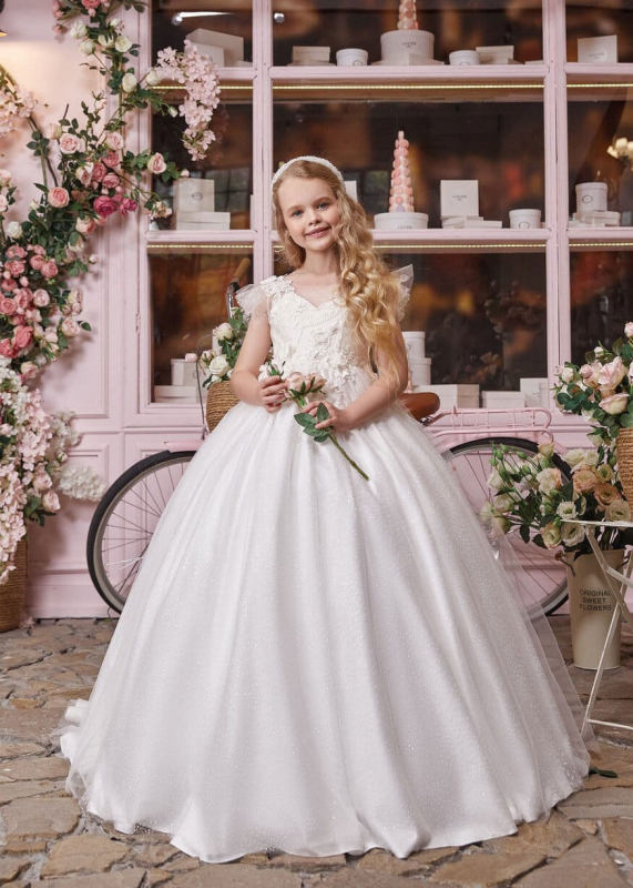 Ivory Luxury  Flower Girl Dress Girls Pageant Dress