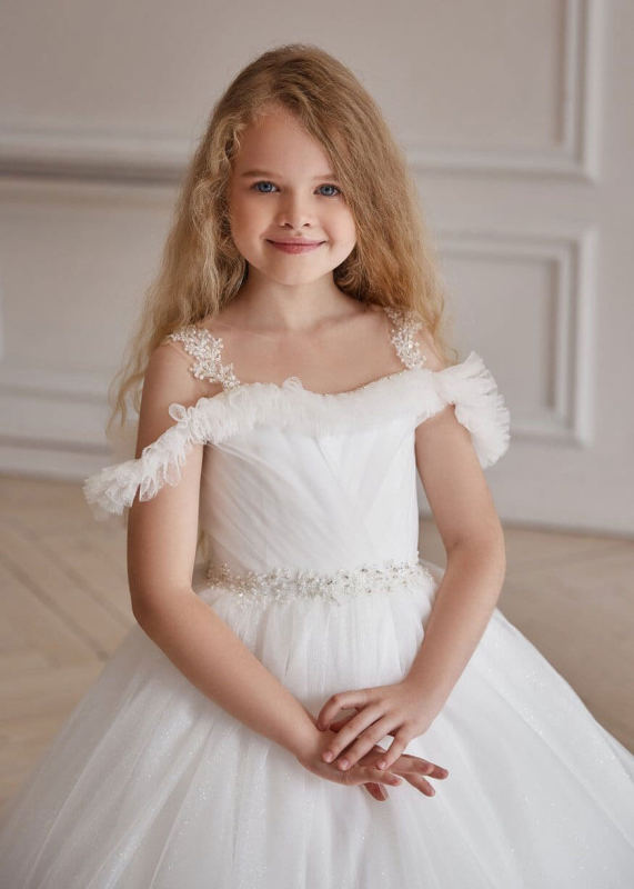 Ivory Luxury  Flower Girl Dress Girls Pageant Dress