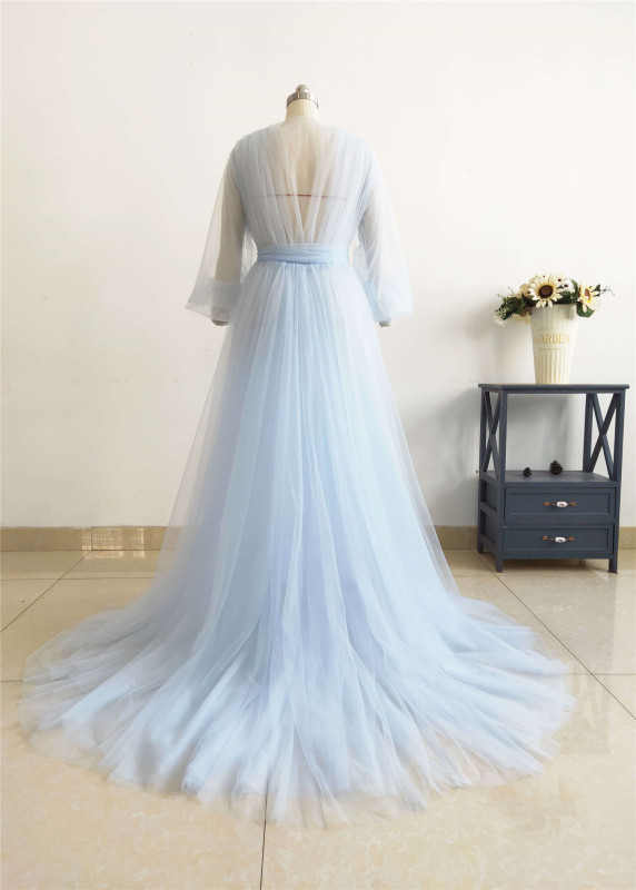 Sky Blue Tulle Photo Shot Dress/Maternity Dress/Free Sizes