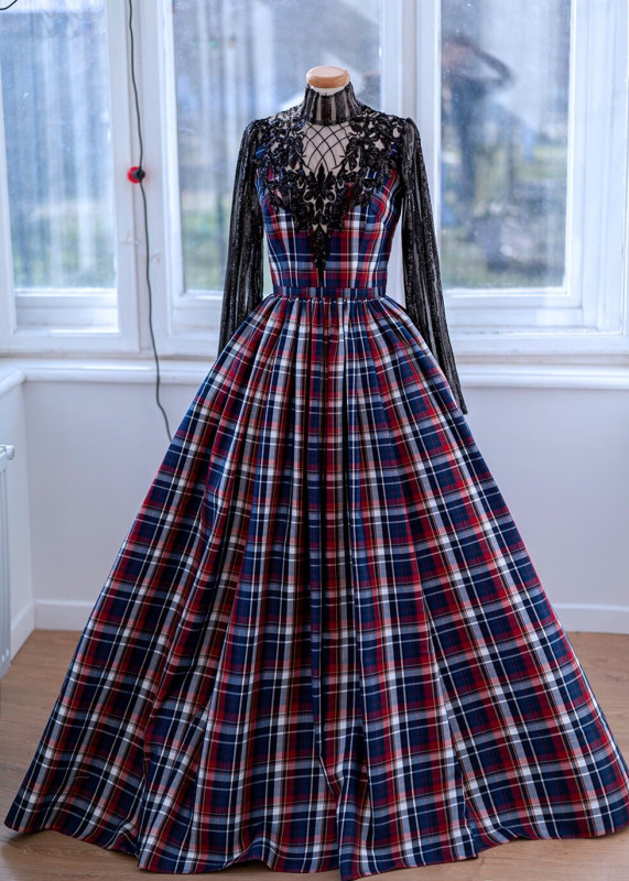 Gingham Lace Fashion Photoshot Dress/Maternity Dress