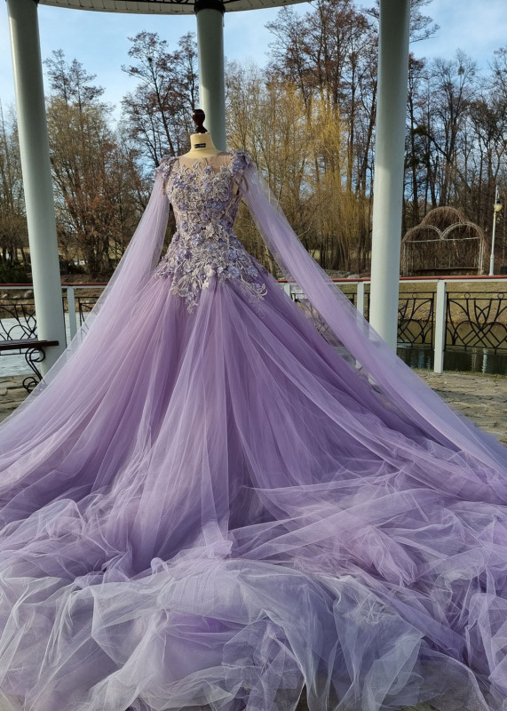 Purple Lace Tulle Photoshot Dress
