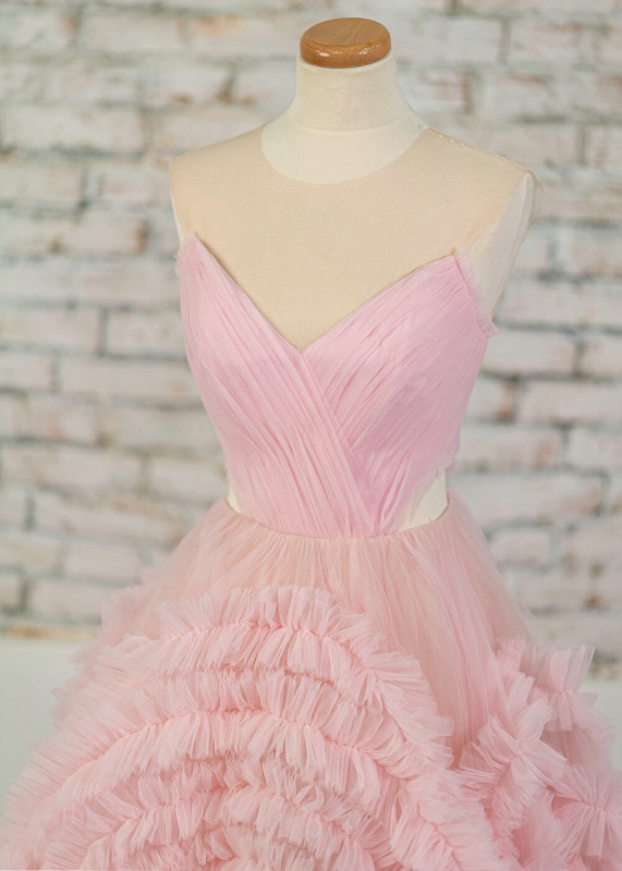 Pink Tulle Bloom Trendy Prom Dress
