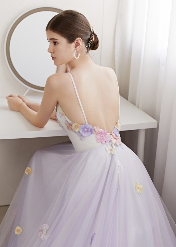 Lavender Lace Tulle Floral Fairytale Wedding Dress