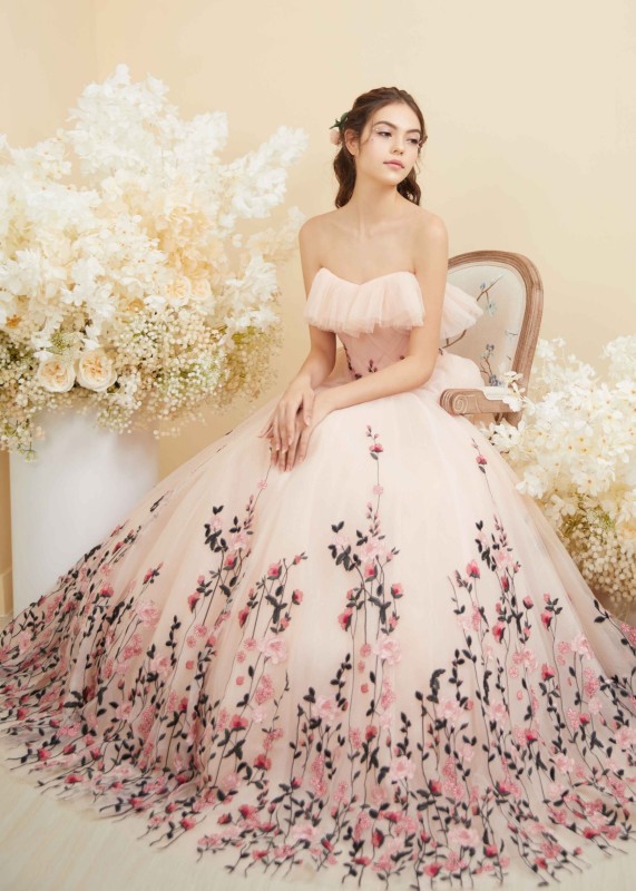 Blush Pink Lace Tulle Fabulous Wedding Dress
