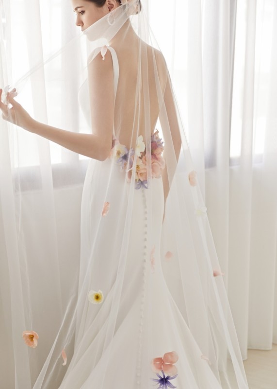 Ivory Satin Open Back Minimalist Wedding Dress