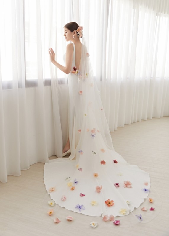 Ivory Satin Open Back Minimalist Wedding Dress