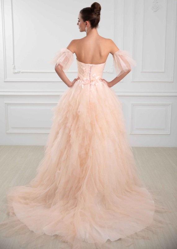 Champagne Glitter Tulle Elegant Wedding Dress