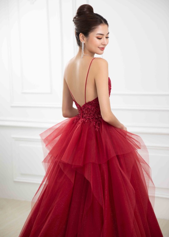 Red Lace Glitter Tulle Newest Wedding Dress