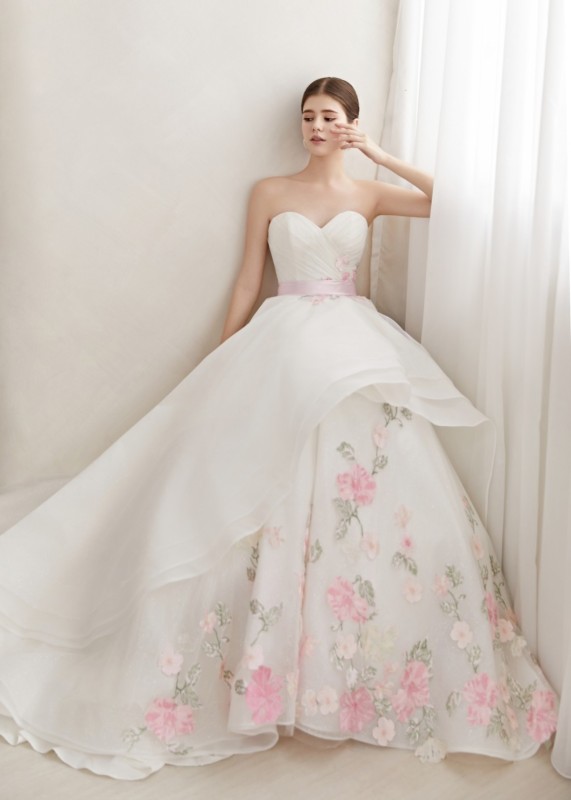 Pink Lace Organza Fairy Wedding Dress