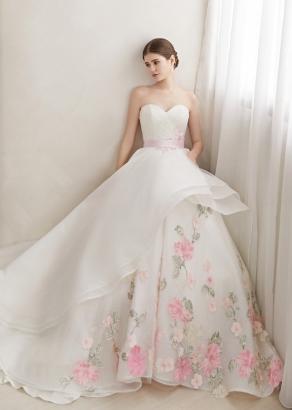 Pink Lace Organza Fairy Wedding Dress