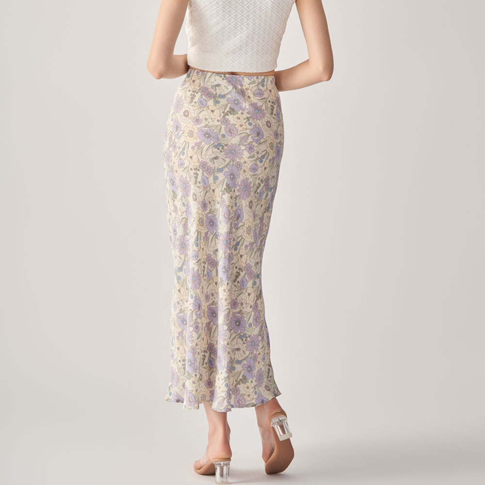 HIGH RISE BIAS CUT MAXI SKIRT