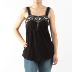 EMB COTTON JERSEY STRAPPY TANK