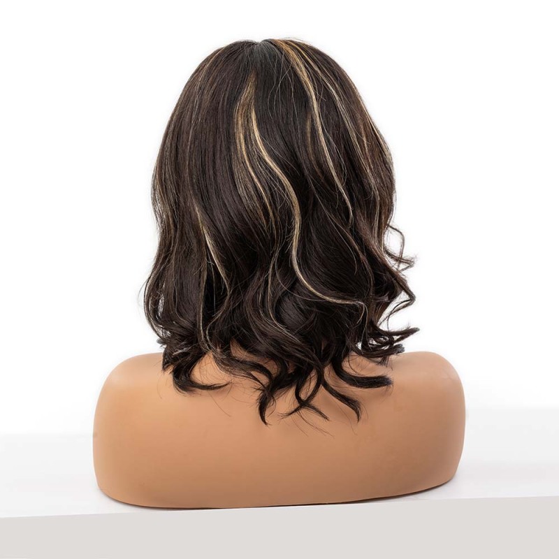 Wholesale base 2# with 27# highlight Glueless Human Hair Lace Front Wigs for Women